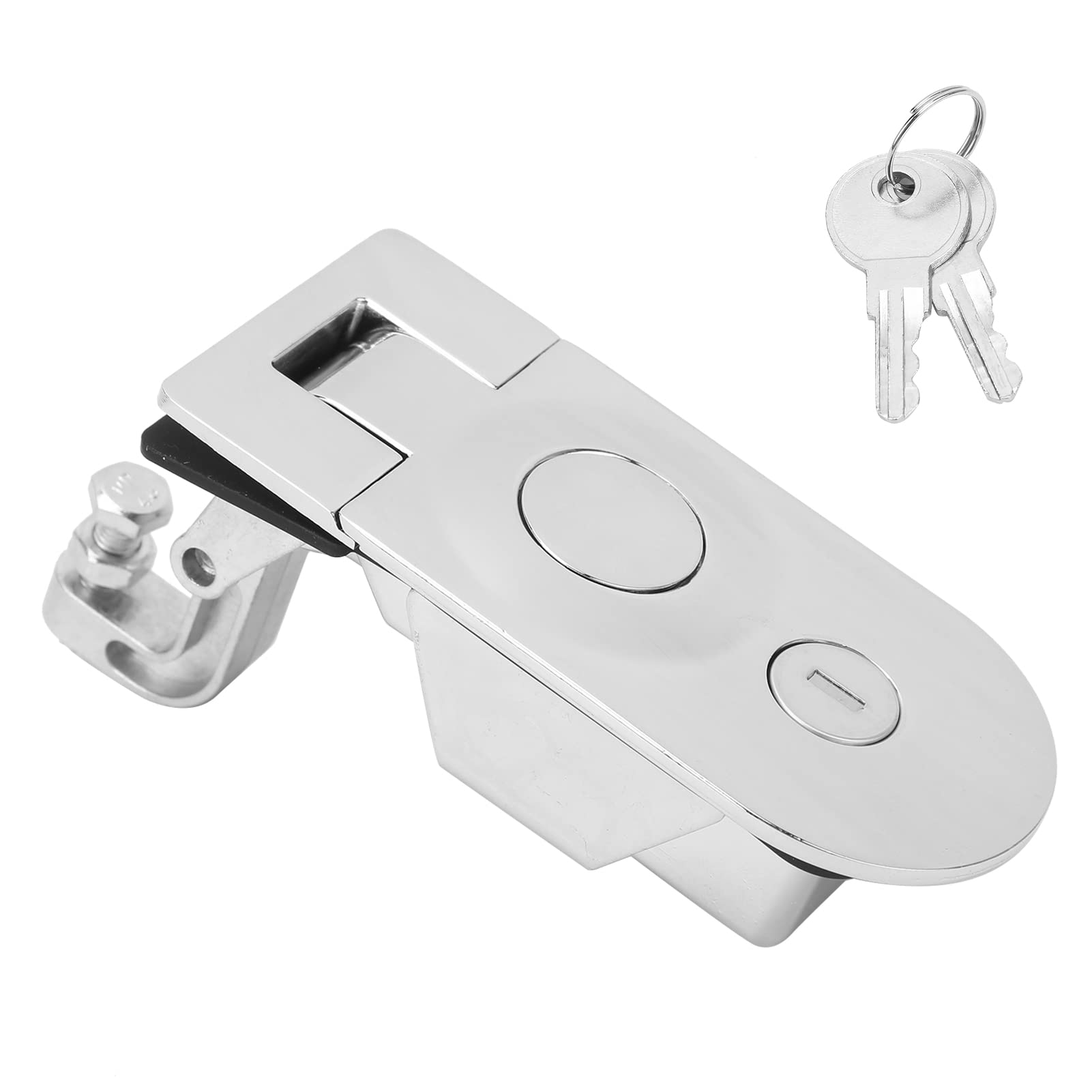 Silver Turn Button Compression Latch Lock, Compression Latch with 2 Key Zinc Alloy Lock for Motorhomes Yachts Trunks Trash Cans Warehouse Doors