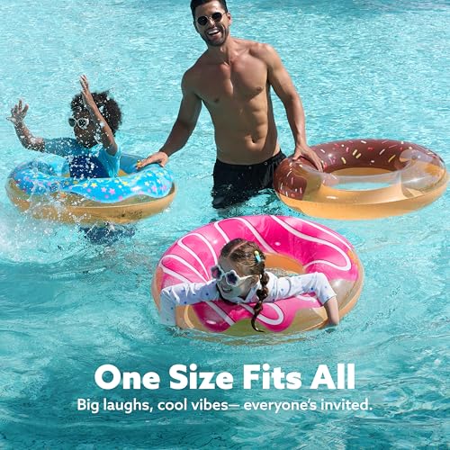 JOYIN 32.5"/82.5cm Inflatable Swimming Pool Float with Glitter (3 Pieces), Tube Float for Pool, Kids, Adults, Beach, Outdoor Party Supplies
