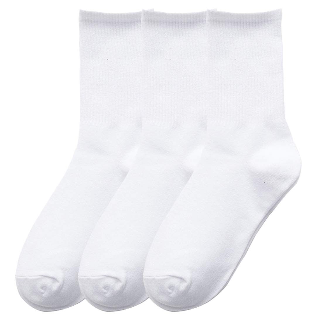 Hamjax 3 Pairs Womens Casual Crew Socks Walking Cotton Socks, White