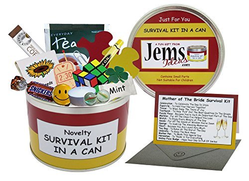Mother of the Bride Gift – Funny Survival Kit in a Can by Jemsideas – Unique Wedding Day Gift for Mum – Novelty Thank You Present from the Bride (Red/Yellow)