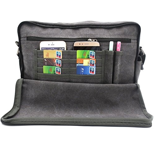 Travel Messenger Bags Men Multifunction Business Class Briefcase Womens Messenger Bag Shoulder Bag for 15" Laptop Gray - Thumbnail 4