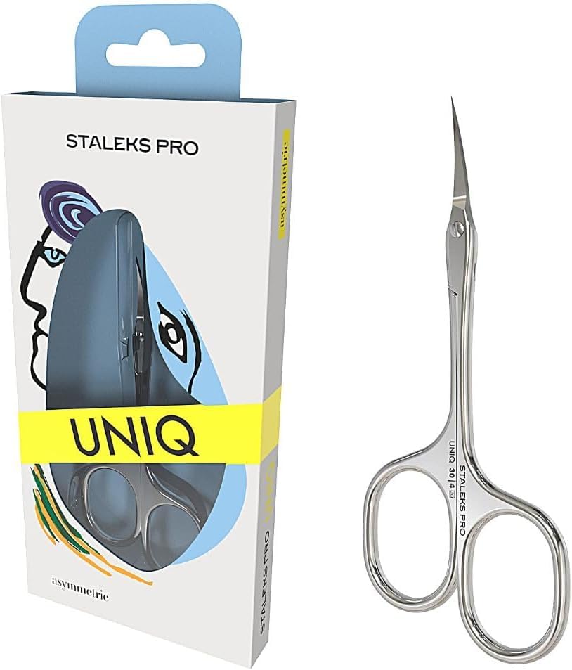 STALEKS PRO Professional Cuticle Scissors - UNIQ Asymmetric - Pack of 1 - Model SQ-30/4