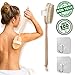 Dry Brushing Body Brush Skin Brush Natural Bristles with 16-Inch Detachable Wooden Handle, 100% Natural Boar Bristle Back Scrubber Exfoliating Brush Improves Skin Health