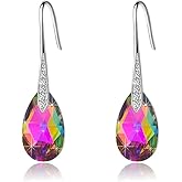 Austrian Crystal Teardrop Dangle Earrings for Women Drop Hook Earring 14K Rose Gold Plated Hypoallergenic Jewelry