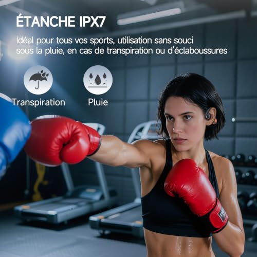 Bluetooth 6.1 Wireless Open Earbuds, Sports Neckband Ultra-Light 28g Headphones with ENC for Clear Calls and Microphone - 16H Battery Life, IPX7 Waterproof, Ideal Running Cycling Fitness (Black)