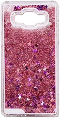 Gloriphy Liquid Glitter Bling Star Floating with Silicon Sides Hard Back Cover for Samsung J5 2016 (Pink)