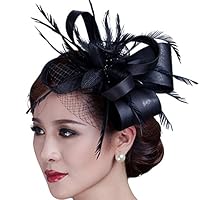 Sheliky Fascinator Flower Cocktail Party Headdress Wedding Bridal Headpiece for Women (Black)