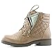 DailyShoes Women's Ankle Boots Combat Boot Low Heel Lace Up Zip Pocket Exclusive Credit Card Bootie Susan-01 Beige Pu 6