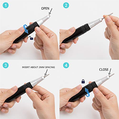 Professional Nail Drill Machine 25000RPM Electric Nail File Portable Manicure set with 12 Nail Drill Bit and Sanding Bands for Acrylic Gel Nails