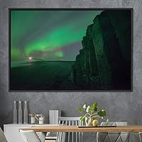 Framed Canvas Wall Art Dayspring Astronomy & Space Contemporary Cosmic Dramatic Green Group Photography Realism - 16x24 inches