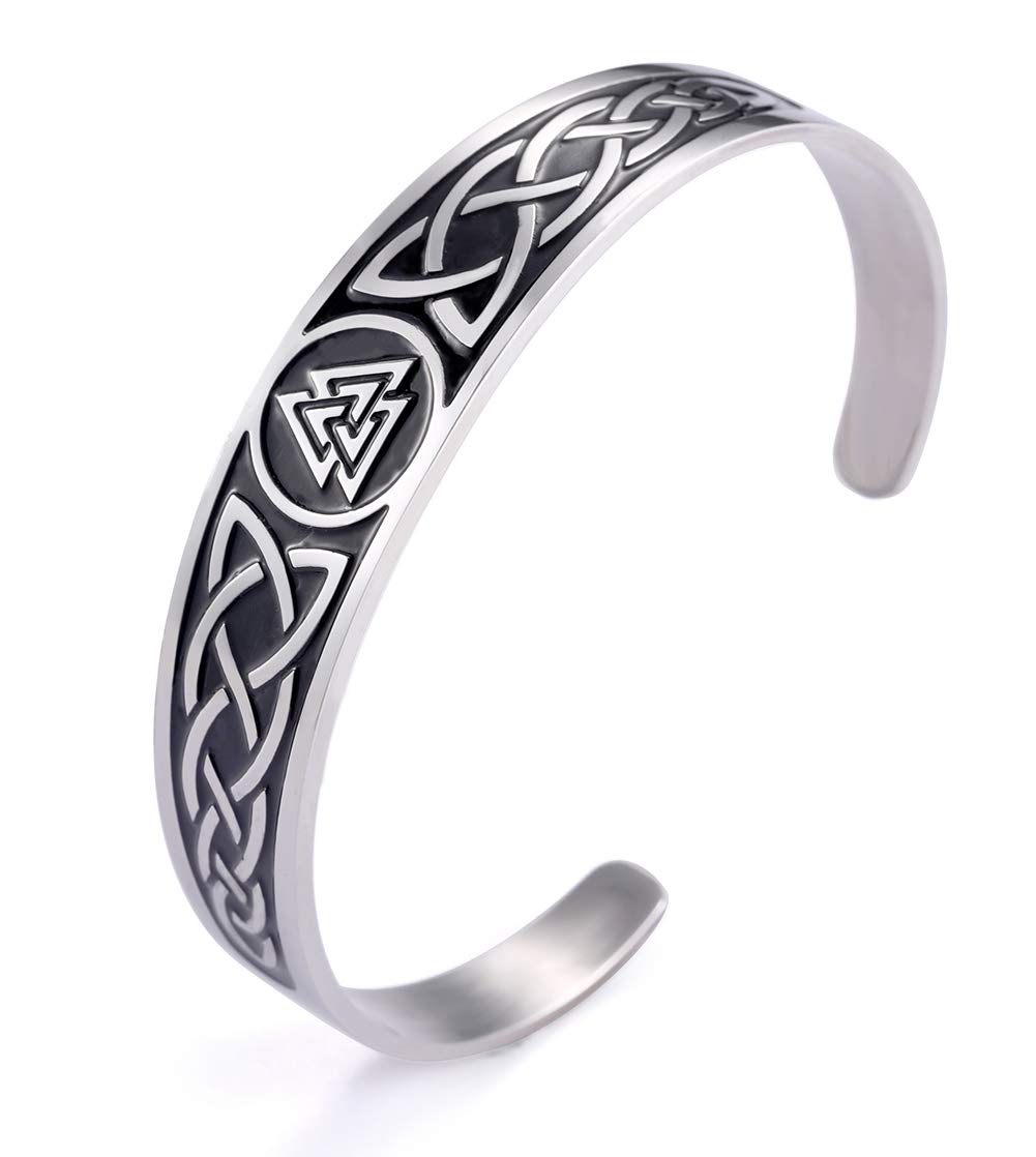Dreamtimes Celtic Knot Bracelet mens cuff bracelet celtic bangle Stainless Steel Cuff Bangle Vintage Symbol Norse Amulet Jewelry for Women Men