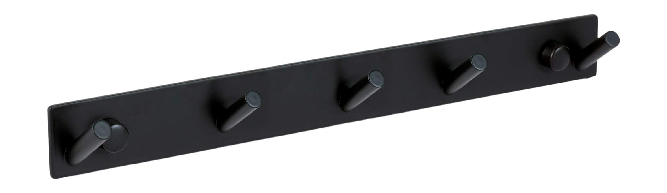 Ambrosya - Towel Holder Made of Stainless Steel in Black - Bathroom Clothes Hook Set Wardrobe (Stainless Steel (Black), 5 Hooks)