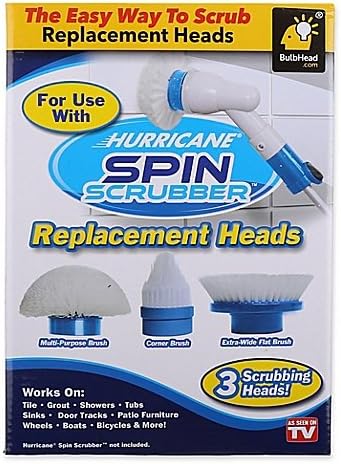 Spin Scrubber Replacement Heads Hurricane 3 Packs Cleaner Bathroom Floor Scrubs Multipurpose Head Brush Brand New &amp; Fast Shipping