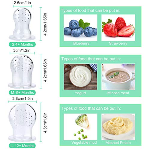 Baby Fresh Food Feeder 3Pcs Fruit Silicone Nipple Teething Toy Reusable Aching Gums Pacifier Green
