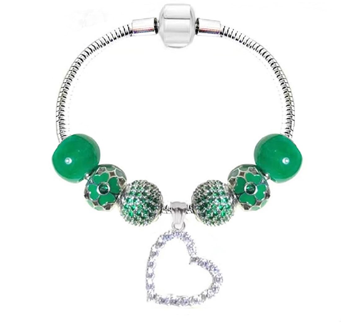 White Birch Royal Green Synthentic Emerald Charm Bracelet May Birthstone Gifts for Mom 18 cm Very Small and Small Popular Size for Women and Girls Jewelry