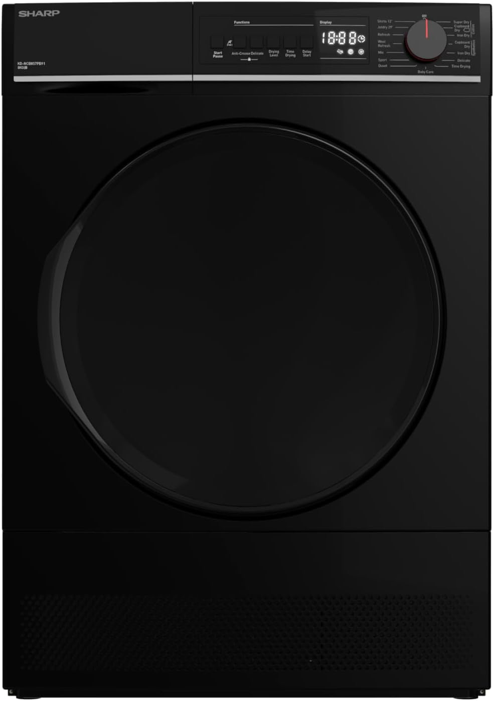 Sharp KD--EN 8kg Condenser Tumble Dryer Black B Energy
