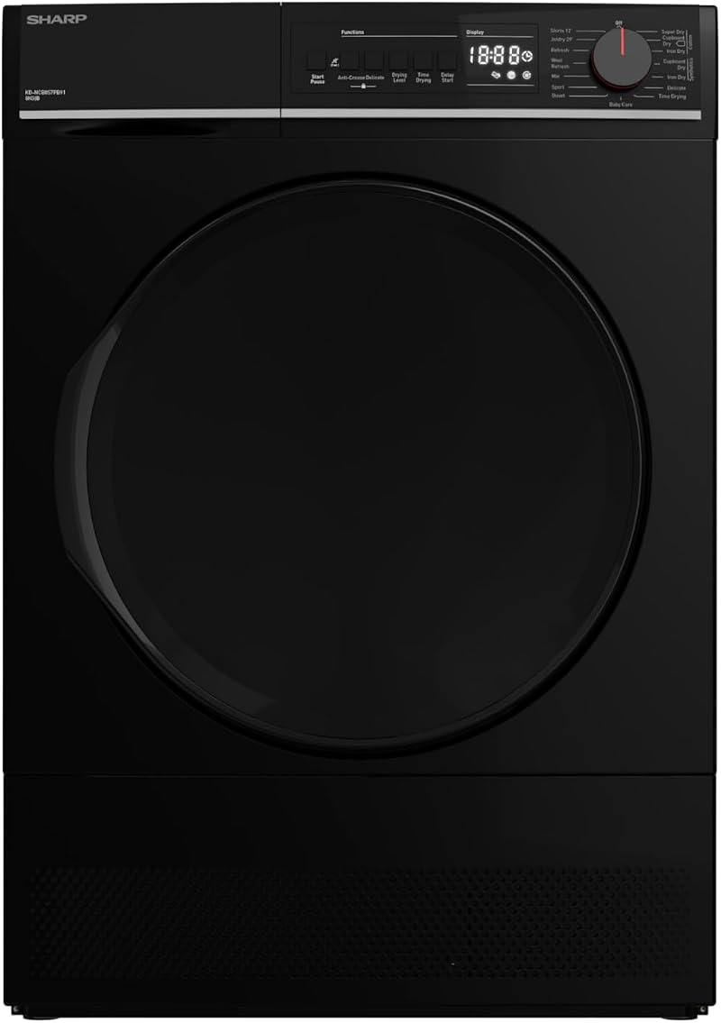 Sharp KD--EN 8kg Condenser Tumble Dryer Black B Energy