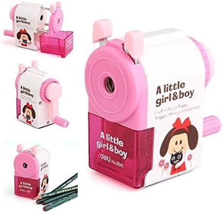 Lovely Girl Pencil Sharpener Hand Crank Manual Animal Cartoon Desktop School Stationery Kids Students Gift