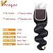 VRVOGUE 3 Bundles Brazilian Body Wave with 4x4 Lace Closure Human Hair 100% Unprocessed Brazilian Virgin Human Hair Free Part Closure Weave Natural Color (20 22 24+18 Free Part)