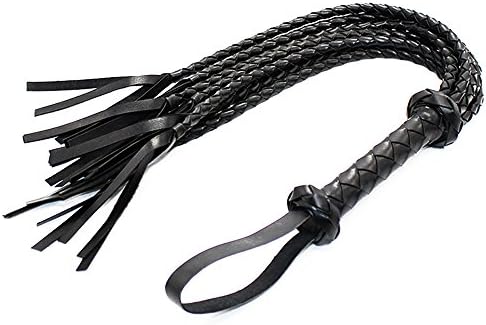 Premium Braided Faux Leather Cosplay Costume Whip Accessory (Black)