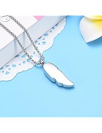 Oinsi Stainless Steel Feather Urn Necklace Hold Cremation Ashes Keepsake Memorial Jewelry +Box+Fill Kits