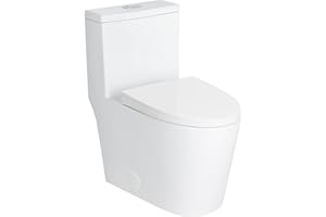 Casta Diva Elongated One-Piece Toilet for bathroom Dual Flush 0.9/1.28GPF Skirted Toilet with Soft Close Toilet Seat, 12'' Rough-in, High Efficiency Flush 27''D x 17''Wx 29''H, White