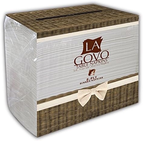 Premium Dinner Paper Napkins, 2 Ply, Packed in Value Bag of 130 Napkins, White, by LaGovo