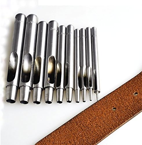 Pack 10pcs 1-10mm Hollow Hole Punch Tool Set Kit Puncher Belt Cutter For Leather Craft Watch Strap Papper Scrapbook in Storage Box