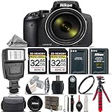 Nikon COOLPIX P900 Digital Camera 83x Optical Zoom, Built-In Wi-Fi, NFC, and GPS + Digital Camera Flash +Backup Battery + 2 Of 32GB Class 10 Memory Card + 67mm UV Protection Filter