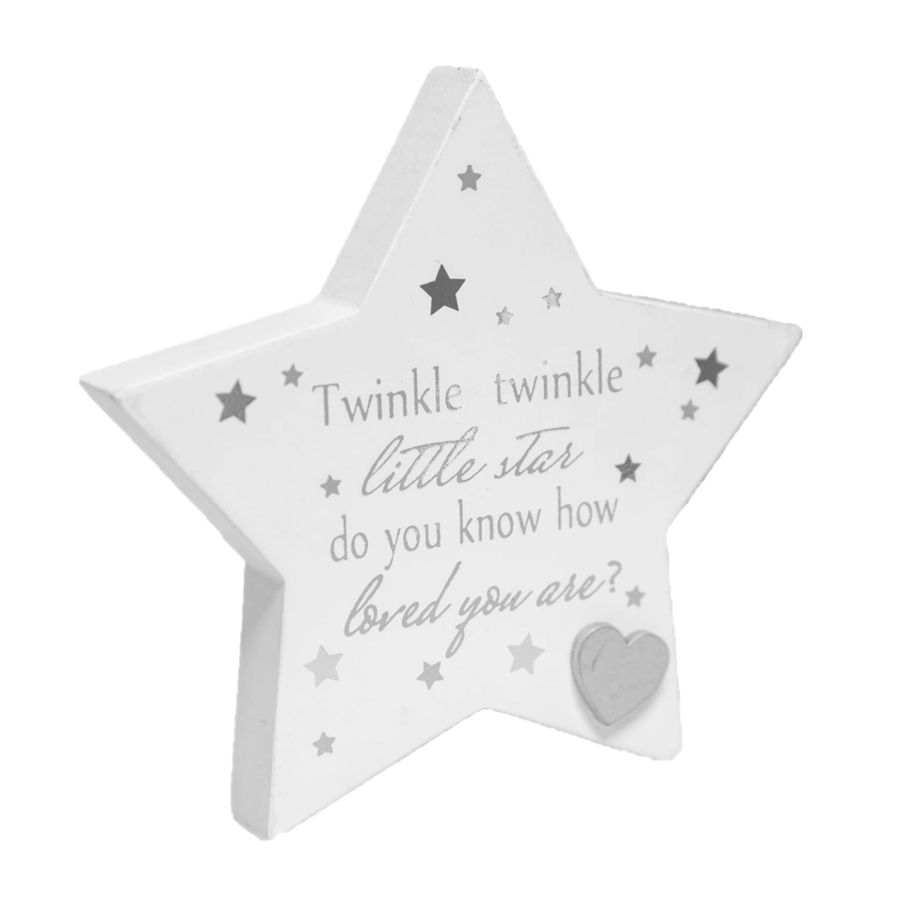 Twinkle Twinkle Baby Keepsake Star Plaque White and Silver 3139