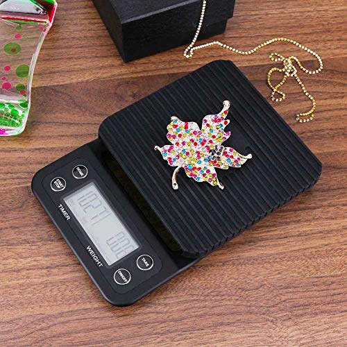 KingTo Scale Digital 5kg/0.1g High Accuracy Portable Mini Electronic Scale LCD Digital Kitchen Coffee Scales Weighing tool libra Precision Jewelry Scale With Timer
