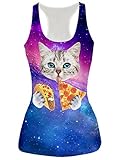 RAISEVERN Women Girl 3d Digital Printed Graphic Racerback Tank Top Shirt