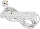 Mercury 4 Gang Extension Lead 5m White UK 13A Copper Wire 4 Socket Wall view 4