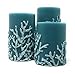 Order Home Collections 3 Flameless LED Pillar Candles Set with Timer in Turquoise, Blue Aqua Teal & Ocean Coral, Limited Edition