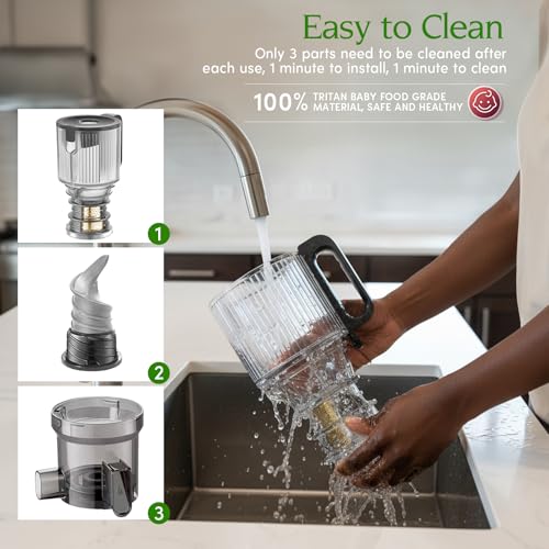 Anybear 350W Cold Press Juicer, 4.9" Chute, BPA-Free, Whole Fruits/Veggies | Dual slow-squeeze preserves 100% vitamins. High-torque motor powers fibrous produce. BPA-free, 3-step clean, 5-yr warranty.