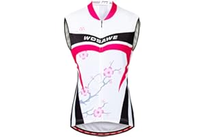 WOSAWE Women's Sleeveless Cycling Jersey Biking Vest Quick Drying Biker Gilet, Plum Flower, XL(Chest 40.5-42.5″)