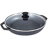 Lodge Chef Collection 12 In Cast Iron Everyday Chef Pan with Tempered Glass Lid. A Kitchen Staple Seasoned for Sautéing, Stir