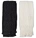 Chalier 2 Pairs Womens Winter Warm Knitted Leg Warmers Crochet Long Socks A- 2 Pairs(black+beige) One Size Fits Most