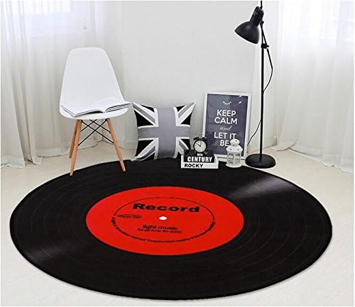 Retro Music Record Round Area Rug Non Slip Carpets Soft and Absorbent Doormat for Front Door,Kitchen, Bedroom, Garden,Desk/Chair Mats (80cm/31, Record Music)