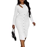 Women's Long Sleeve Ruched Bodycon Dress Crew Neck Cut Out Sexy Date Night Going Out Dresses