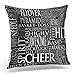Accrocn Throw Pillow Covers Vintage Cute Cheerleading Word Cloud In Black White Pillowcases Polyester 18 x 18 Inch Cushion Decorative Pillowcase Square With Hidden Zipper Home Sofa