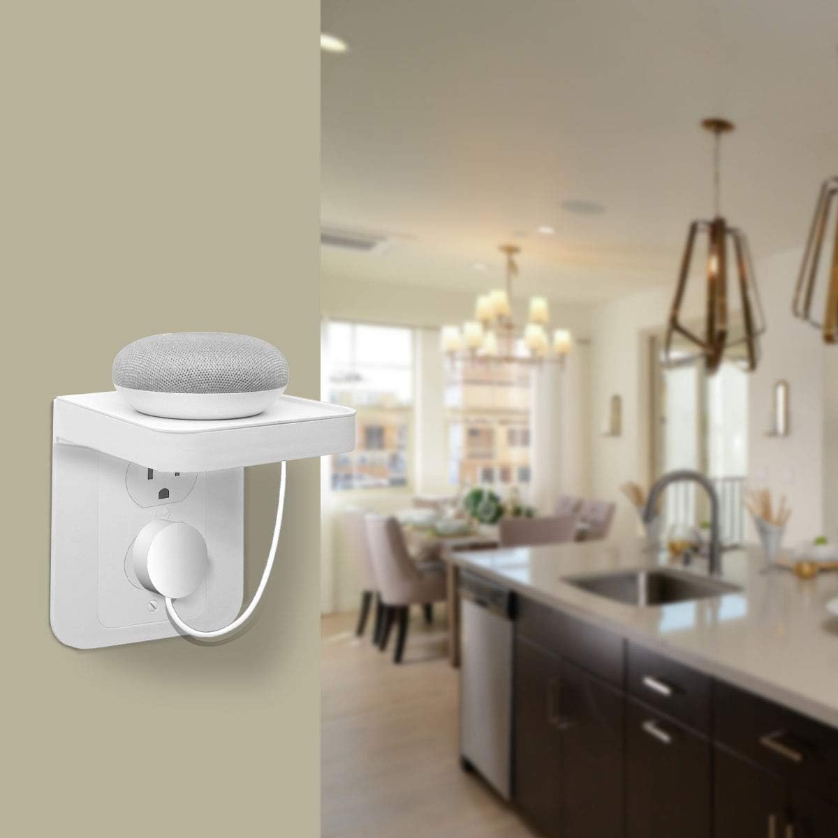 ALLICAVER Outlet Shelf, Power Perch with Built-In Cable Management, A Space Saving Solution for Google Home, Smart Speakers, Cellphones, Electric Toothbrush and More (White-standard) - - 