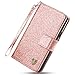 BENTOBEN Compatible with Galaxy Note 9 Wallet Case, Sparkly Glitter Girls Women Flip PU Leather Credit Card Holder Cash Pockets Wristlet Protective Shockproof Case for Samsung Galaxy Note 9, Rose Gold