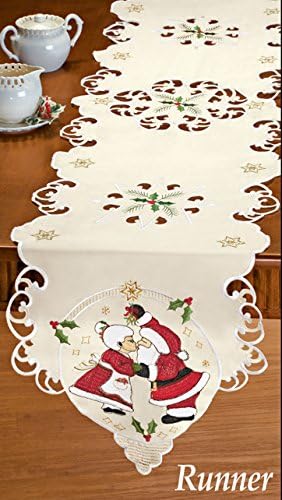 Mr. and Mrs. Santa Claus Kissing Couple Table Runner