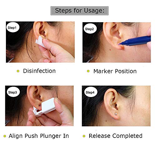 Romlon Ear Piercing Gun, 2 Pack Disposable Self Piercing Gun Kit with Alcohol Pad Sterile Ear Stud Gun Body Tool for Piercing Kit Piercing Supplies