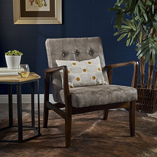 Callahan Mid Century Modern Greyish Brown Microfiber Bahrain