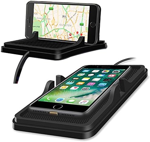 Wireless Car Charger Pad, BAIVON 2-in-1 Anti Slip Cell Phone Stand Qi Wireless Charger for Car Dashboard with Silicone Mat for iPhone X/8 Plus/8, Galaxy Note 8/S9/S9 Plus/S8/S8 Plus (Black)