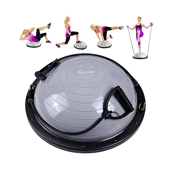 Sportneer Balance Ball Balance Board with Resistance Bands, Balance Trainer Bonus Pump for Yoga Fitness, Stability Workout, Strength Exercise, Physical Therapy & Gym