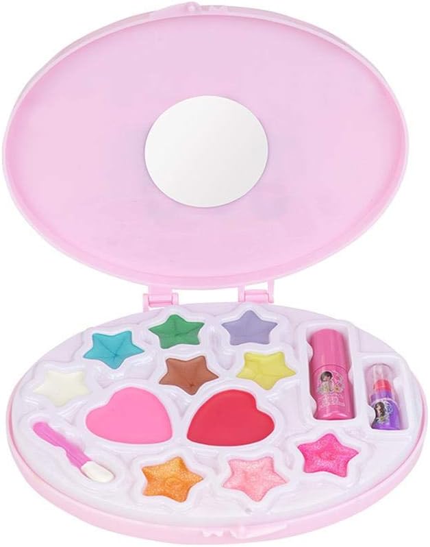 My First Princess Make Up Kit - Kids Makeup Set - Washable Pretend Makeup for Girls - These Makeup Toys for Girls Eye Shadow, Lip Gloss, Blush, Makeup Brush, Nail Polish with Mirror
