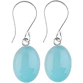 DEVMUKTI 925 Sterling Silver Dainty Earrings, Natural Gemstones Wicca & Reiki Healing Crystals, Polished Stones, Handmade Boho Lightweight Jewelry, Birthday Christmas Gift for Women